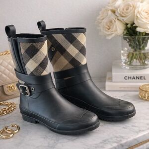 Plaid Black Women’s Burberry Rain Boots